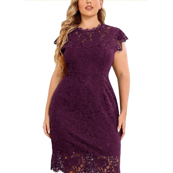 Miusol Magenta Women's Retro Lace Sleeveless Plus Size Xl - Picture 4 of 8